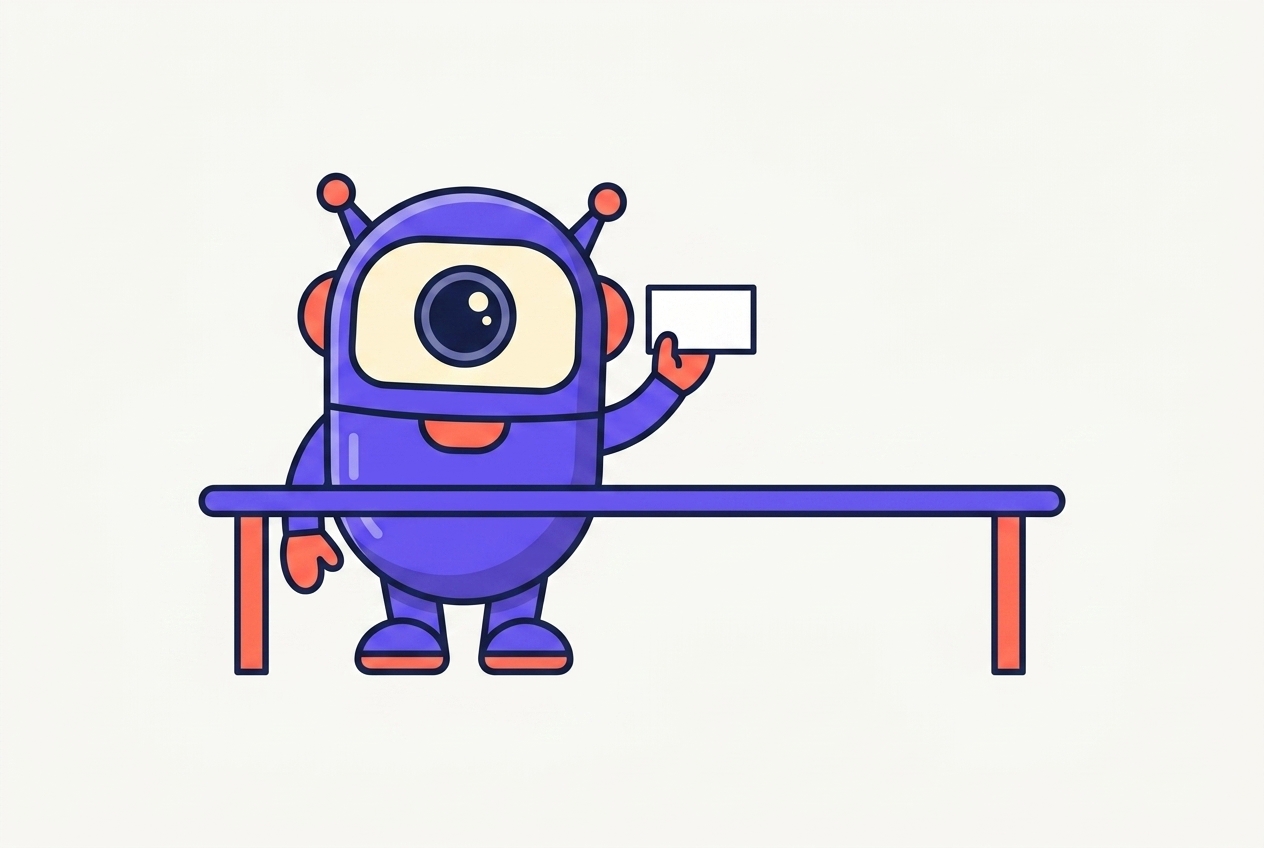 The kitstarter robot handing over a single labeled file instead of a toppling stack of loose pages