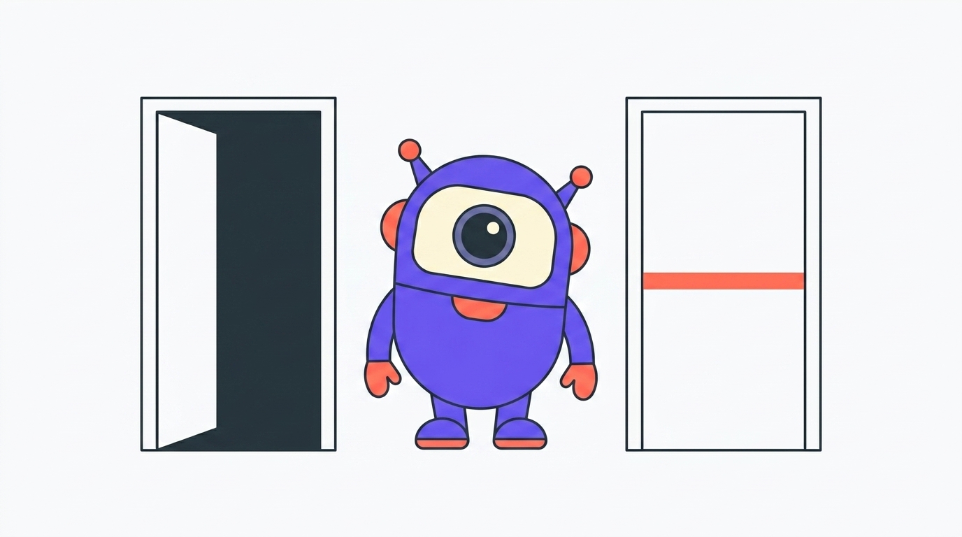 The kitstarter robot at a gate deciding allow, deny, or ask, standing in for Claude Code permissions