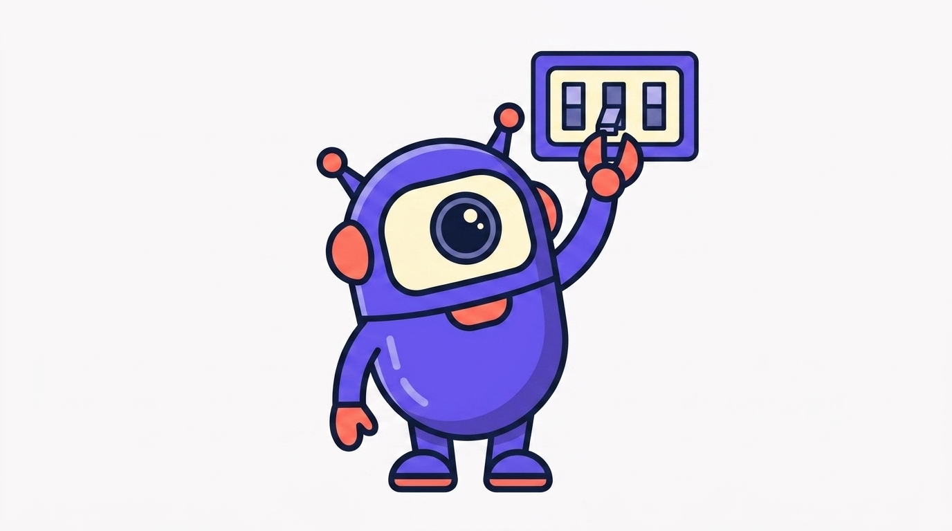The kitstarter robot beside a configuration file, standing in for Claude Code settings.json