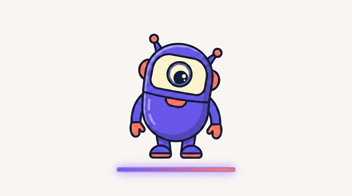 The kitstarter robot pointing at a status line under a terminal prompt