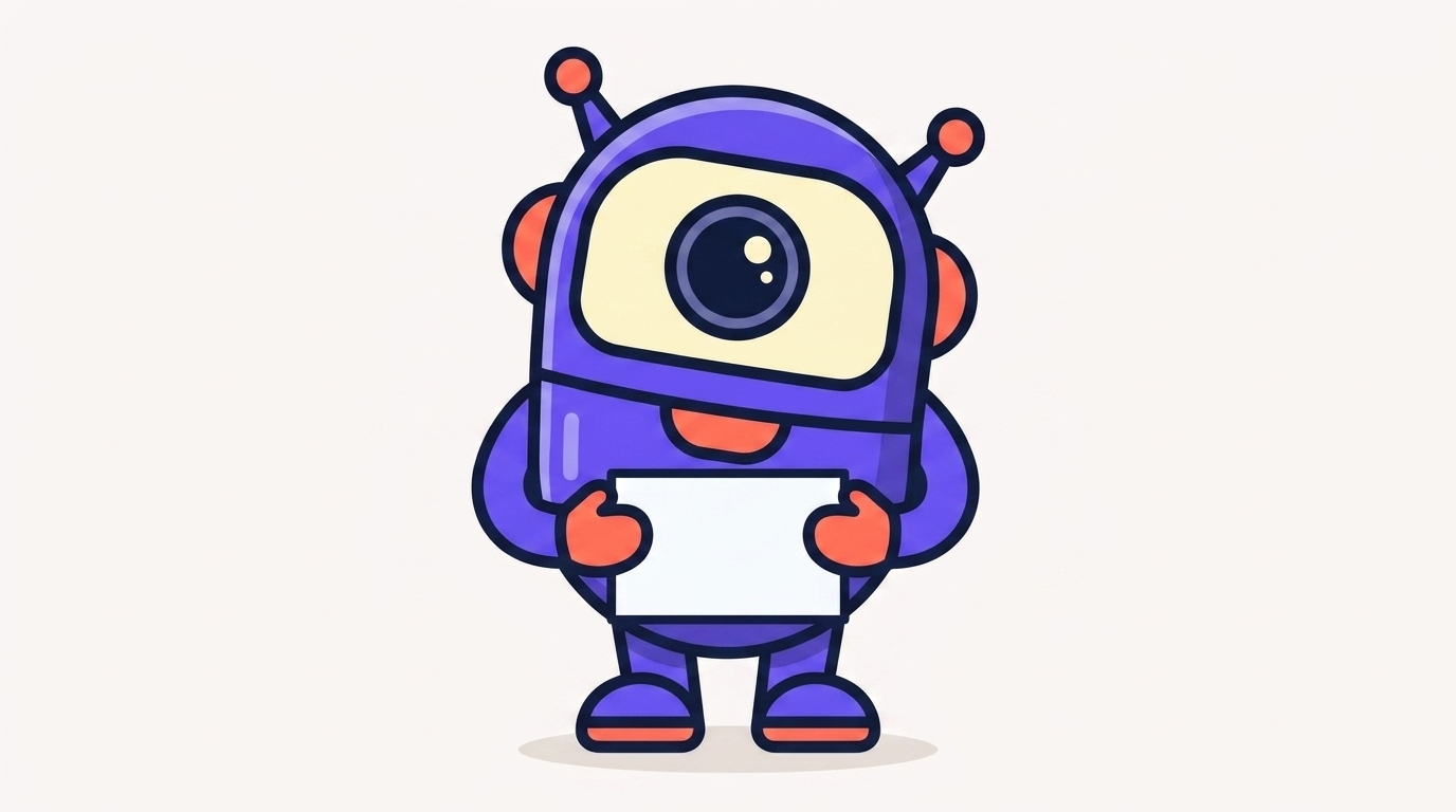 The kitstarter robot holding up a rulebook, standing in for a CLAUDE.md file